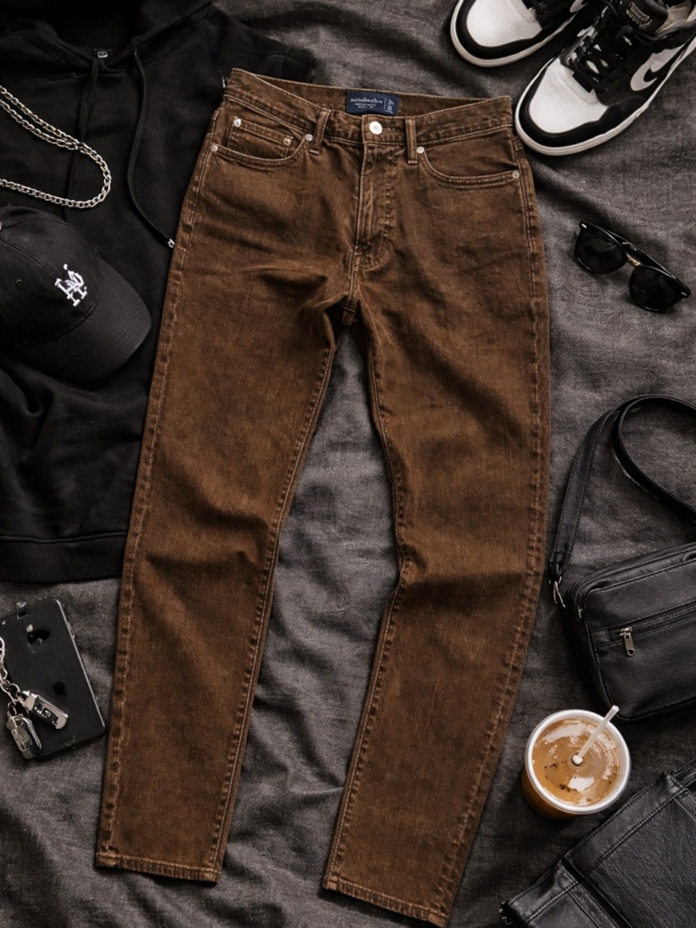 Abercrombie & Fitch Men's Brown Slim Straight Jeans